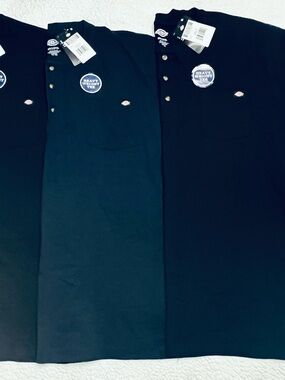 Dickies Navy Short-Sleeve Henley Polo with Chest Pocket